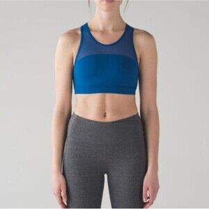 Lululemon High-Neck Mesh Move Bra Dark Royal Blue Womens Lll Lulu Sports Top 8